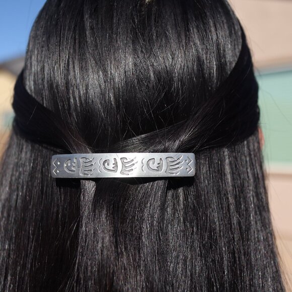 Handcrafted Native American Hair‎ Pin Overlay Satin Finish Bear Claw Design** main image 5
